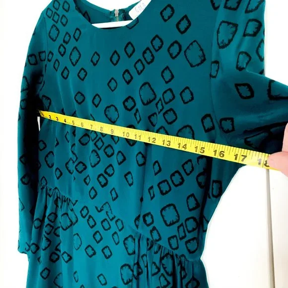 urban outfitters long sleeve 100% silk teal dress - Picture 9 of 10